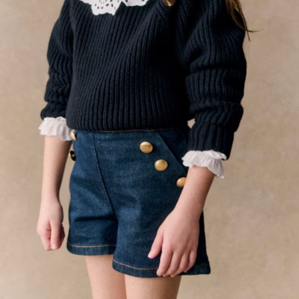 Sezane Margaux Shorts Enfant Dark Blue Denim - Size 10Y